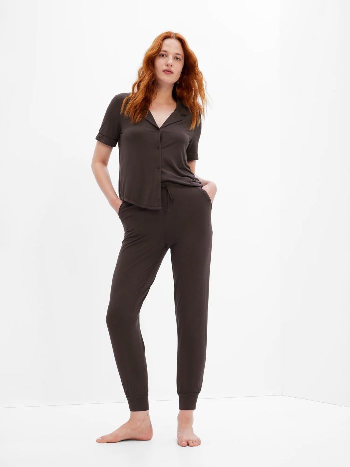 Kahverengi Lenzing™ Tencel™ Modal Truesleep Jogger Pijama Altı