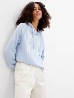 Mavi Gap Logo Kapüşonlu Triko Kazak