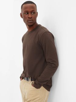 Kahverengi Yumuşak Dokulu Uzun Kollu T-Shirt