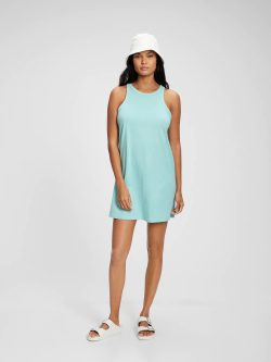 Açık Mavi Halter Yaka Mini Elbise