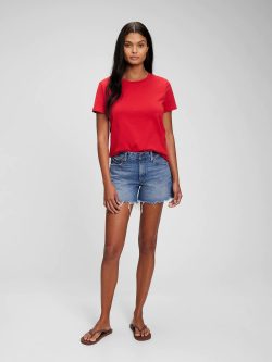 Kırmızı Organik Pamuklu Vintage T-Shirt