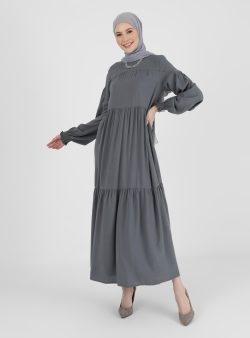 Tesettür Elbise Refka Gri
