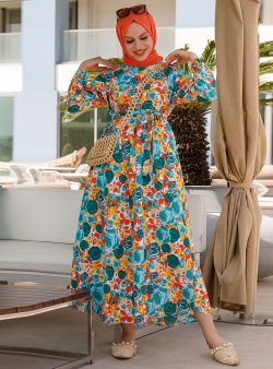 Tesettür Elbise Tofisa Oranj