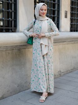 Tesettür Elbise Tofisa Vizon / Yeşil