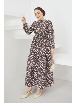 Tesettür Elbise Benguen Kahverengi