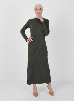 Tesettür Elbise Tavin Haki