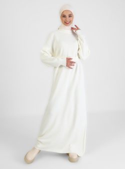 Triko Tesettür Elbise Benin Kemik