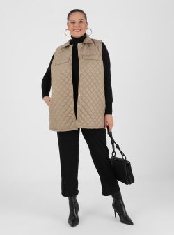 Büyük Beden Yelek Alia Bej