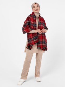 Omuz Şalı Tavin Kırmızı