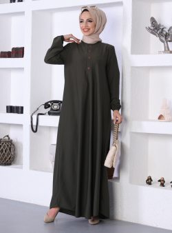 Tesettür Elbise ECESUN Haki