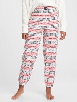 Pembe Flannel Jogger Pijama Altı