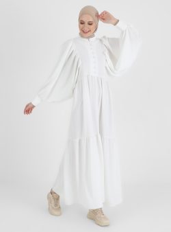 Tesettür Elbise Refka Off White