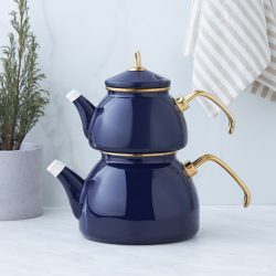 Karaca Piraye Lacivert Emaye Çaydanlık