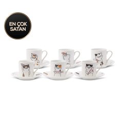Karaca Kedili 6 Kişilik Kahve Fincanı Takımı 80 ml