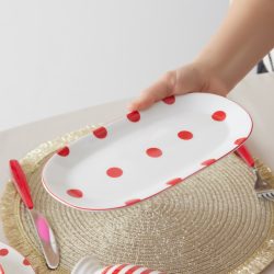 Karaca Polka Dot Beyaz Kayık Tabak 26 cm