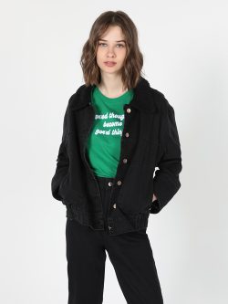 Regular Fit Kürklü Yaka Jean Kadın Ceket