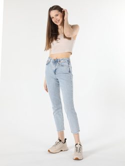 891 Maya Dar Kesim Normal Bel Jean Kadın Pantolon