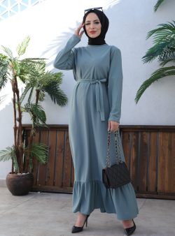 Tesettür Elbise ECESUN Mint Yeşili