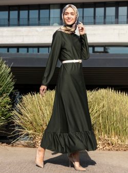 Tesettür Elbise ECESUN Haki