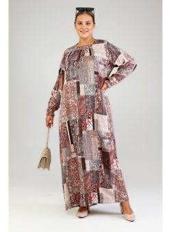 Büyük Beden Elbise Ferace Vizon