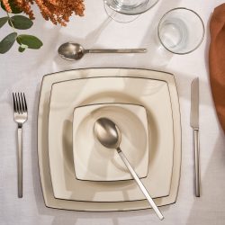 Emsan Karmen Platin 60 Parça 12 Kişilik Yemek Takımı Kare