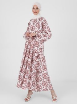 Tesettür Elbise Refka Bordo