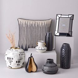 Linens Listra Vazo 9x9x20 Cm Siyah Siyah