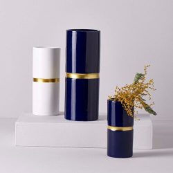 Linens Carve Seramik 7x7x15 Cm Vazo Lacivert Lacivert