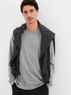 Gri 0 Organik Pamuk Uzun Kollu T-Shirt