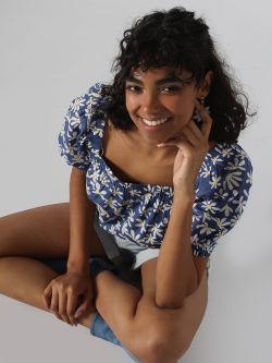 Slim Fit Baskılı Çok Renkli Kadın Kısa Kol Gömlek