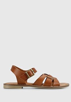 Taba Deri Kadin Düz Sandalet