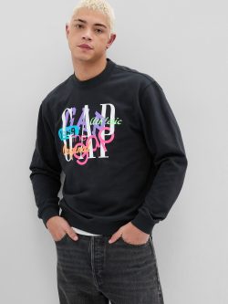 Siyah Gap Logo Bisiklet Yaka Sweatshirt
