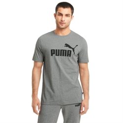 Puma Essentials Logo Kısa Kollu T-Shirt Gri