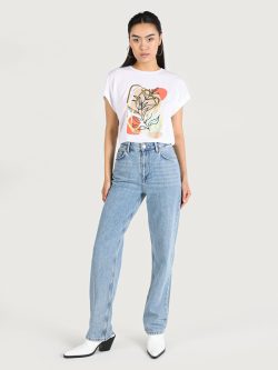 884 Lauren Regular Fit Yüksek Bel Düz Paça Mavi Kadın Pantolon