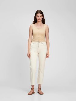 Ekru High Rise Washwell™ Cheeky Straight Jean Pantolon