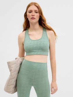 Yeşil Desenli GapFit PowerMove Spor Sütyeni