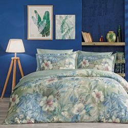 Linens Laima Pamuk Saten Çift Kişilik Nevresim Takimi Mavi Mavi