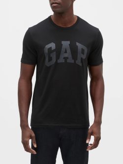 Siyah Gap Logo Kısa Kollu T-Shirt