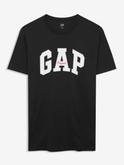 Siyah Gap Logo Bisiklet Yaka T-Shirt