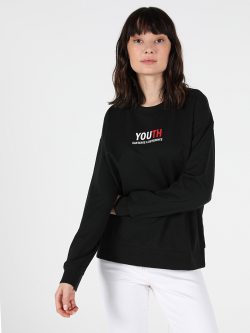 Regular Fit Siyah Kadın Sweatshirt