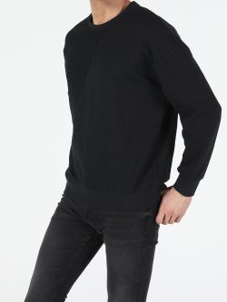 Oversize Fit Erkek Siyah Sweatshirt