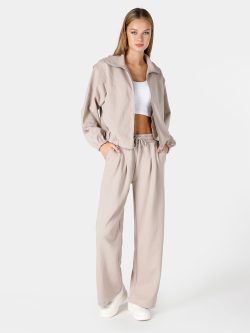 Regular Fit Orta Bel Bej Kadın Eşofman Altı