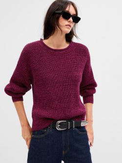 Bordo Relaxed Örgü Kazak