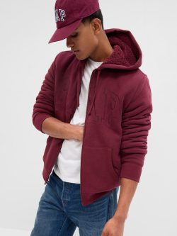 Bordo Gap Logo Sherpa Fermuarlı Sweatshirt