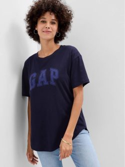 Lacivert Gap Logo Grafikli T-Shirt