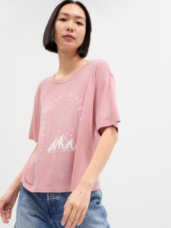 Pembe Relaxed Grafikli Pijama Üstü