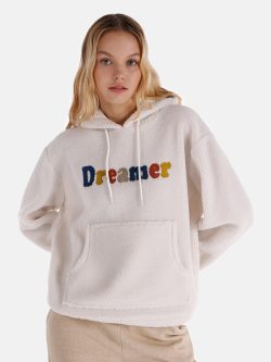 Regular Fit Baskılı Kapüşonlu Beyaz Kadın Sweatshirt